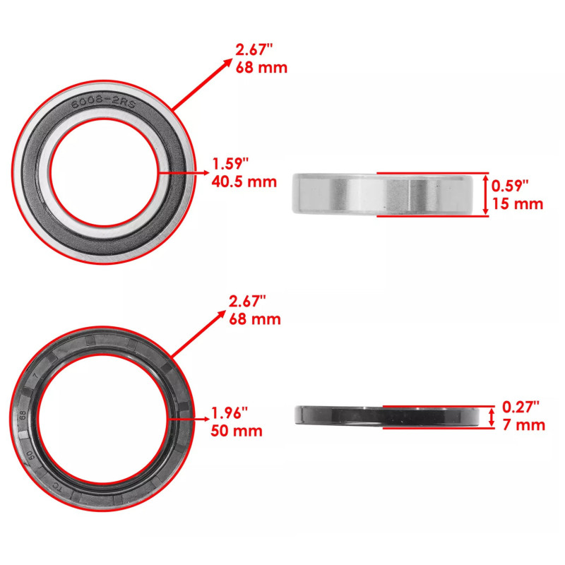 Kit roulement moyeu arrière pour Kawasaki KFX 400  de 2003 à 2008 - Image 2