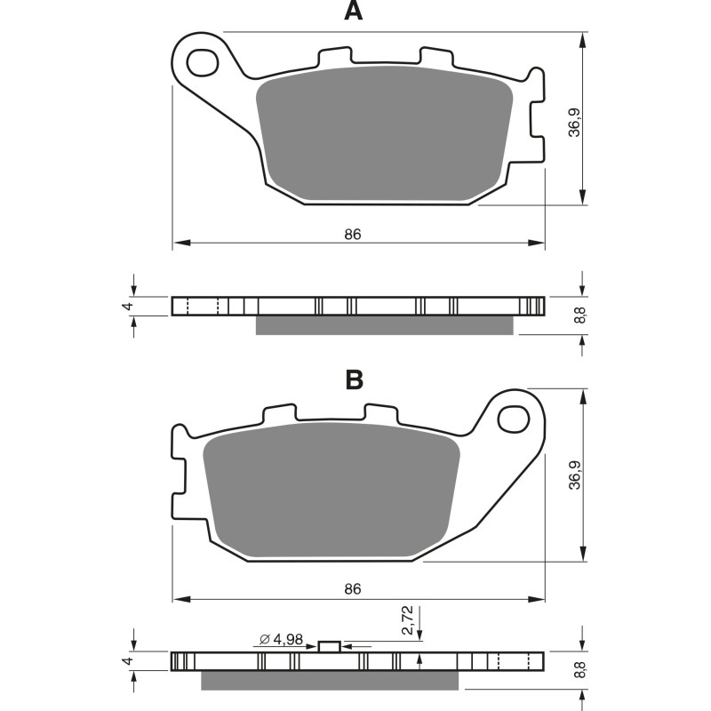 Plaquettes de frein Arrière Pour Honda Forza 250 NSS de 2000 à 2004 - Image 3