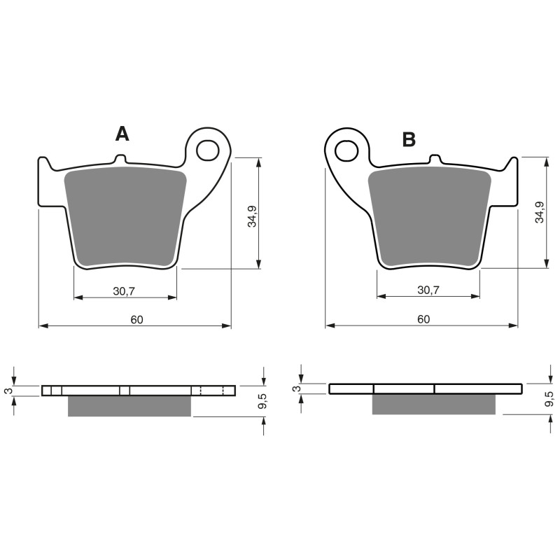 Plaquettes de frein Arrière Pour Hm CRE-F 300 X de 2008 à 2009 - Image 3