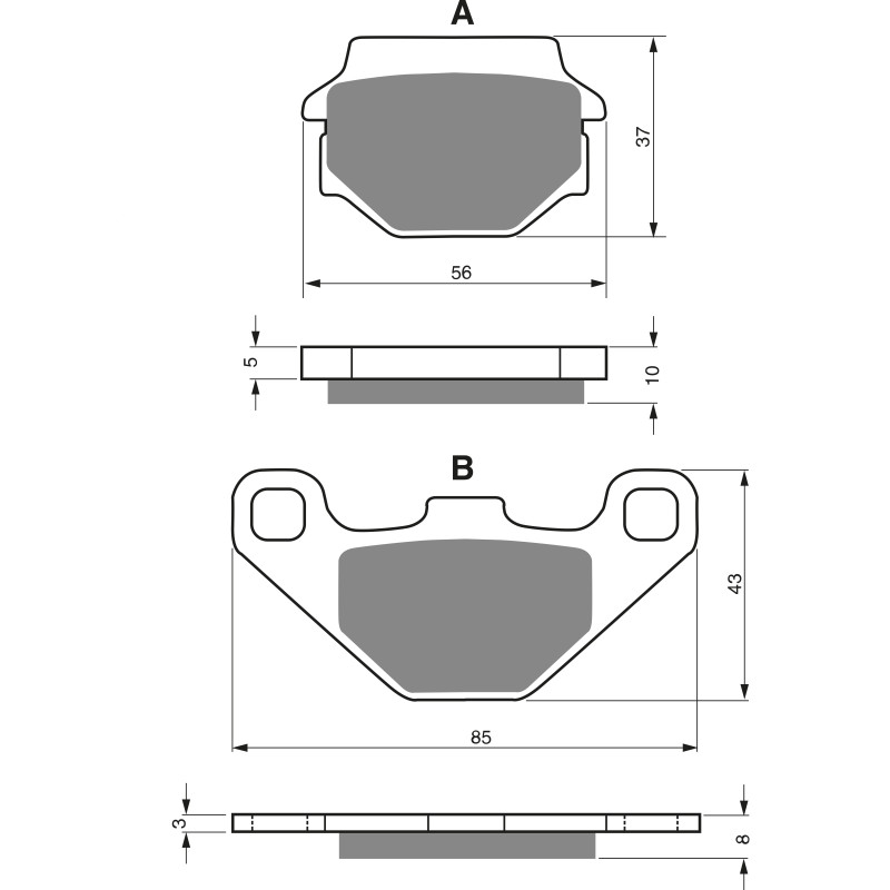 2 Kit plaquettes frein Av Ga et Av Dr Pour Quadzilla QZ 270  de 2006 à 2010 - Image 3