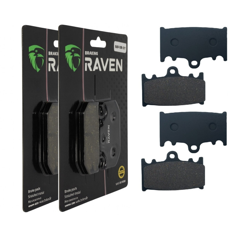 2 Kit plaquettes frein Av Ga et Av Dr Pour Kawasaki ZX-4 400  de 1990 à Nc