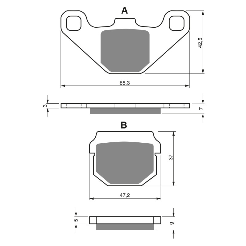 2 Kit plaquettes frein Av Ga et Av Dr Pour Adly Supersonic 50 RS de 2006 à 2008 - Image 3