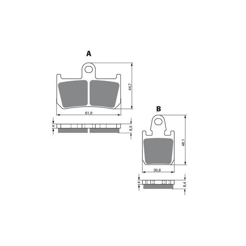 2 Kit plaquettes frein Av Ga et Av Dr Pour Yamaha YZF R1  de 2007 à 2014 - Image 3