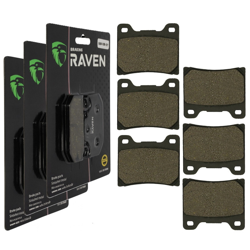 3 Kit plaquettes frein Av G, Av D et Ar Pour Yamaha XV 1200 Venture Royale de 1984 à 1985