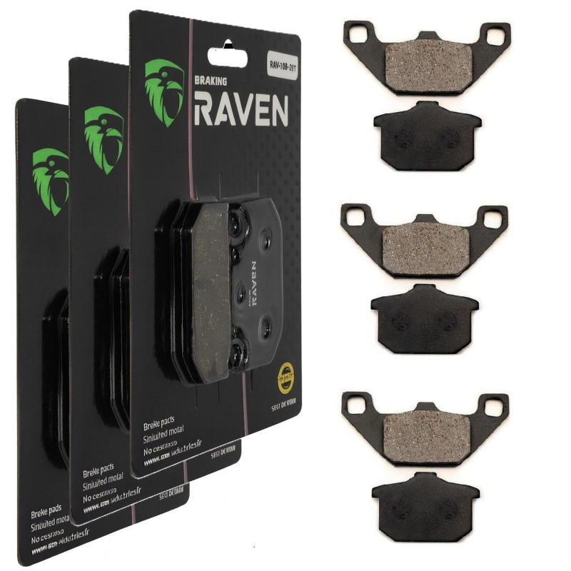 3 Kit plaquettes frein Av G, Av D et Ar Pour Kawasaki ZX 550 A de 1984 à 1987