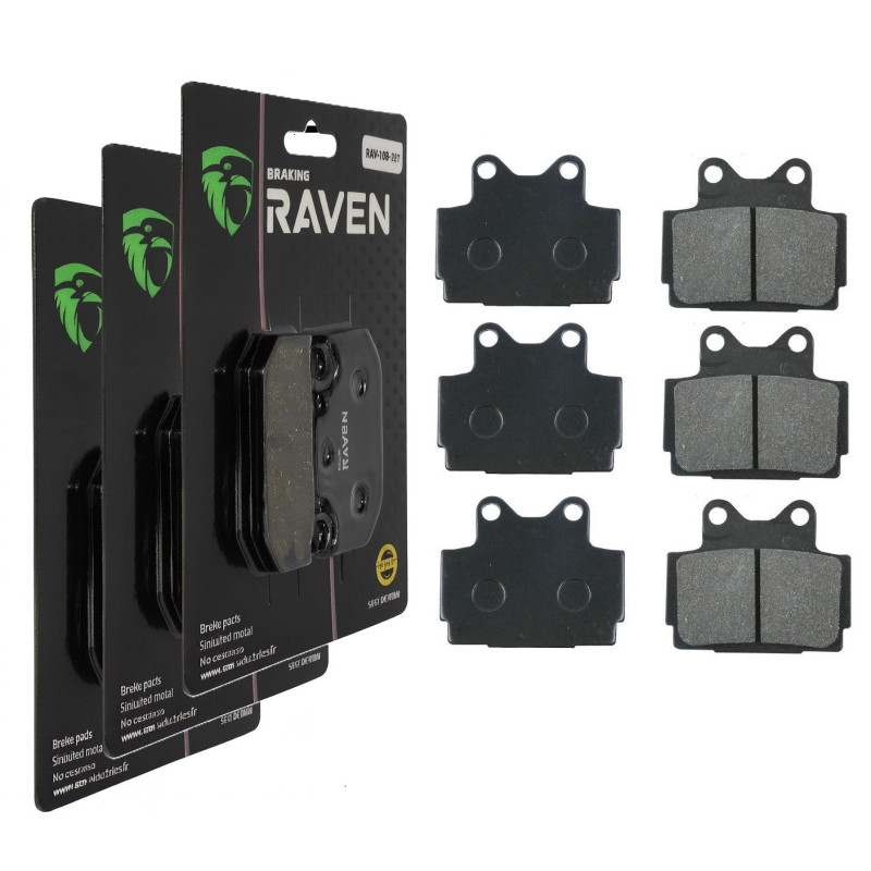 3 Kit plaquettes frein Av G, Av D et Ar Pour Yamaha FZ 400 R de 1985 à Nc