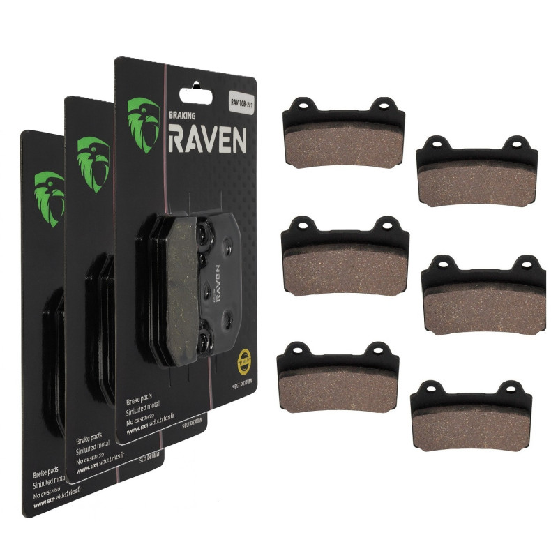 3 Kit plaquettes frein Av G, Av D et Ar Pour Yamaha XVZ 1300 Venture Royal Star de 1986 à 2001