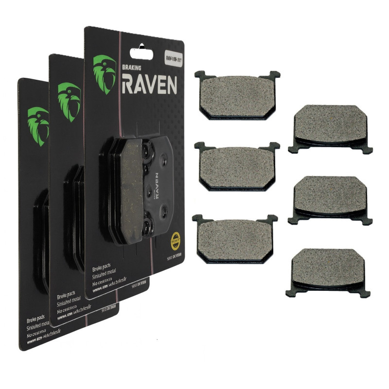 3 Kit plaquettes frein Av G, Av D et Ar Pour Kawasaki GPZ 1100 B de 1982 à 1983