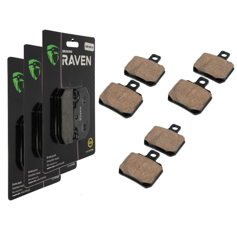 3 Kit plaquettes frein Av G, Av D et Ar Pour Piaggio Beverly 400 Tourer ie de 2008 à 2009