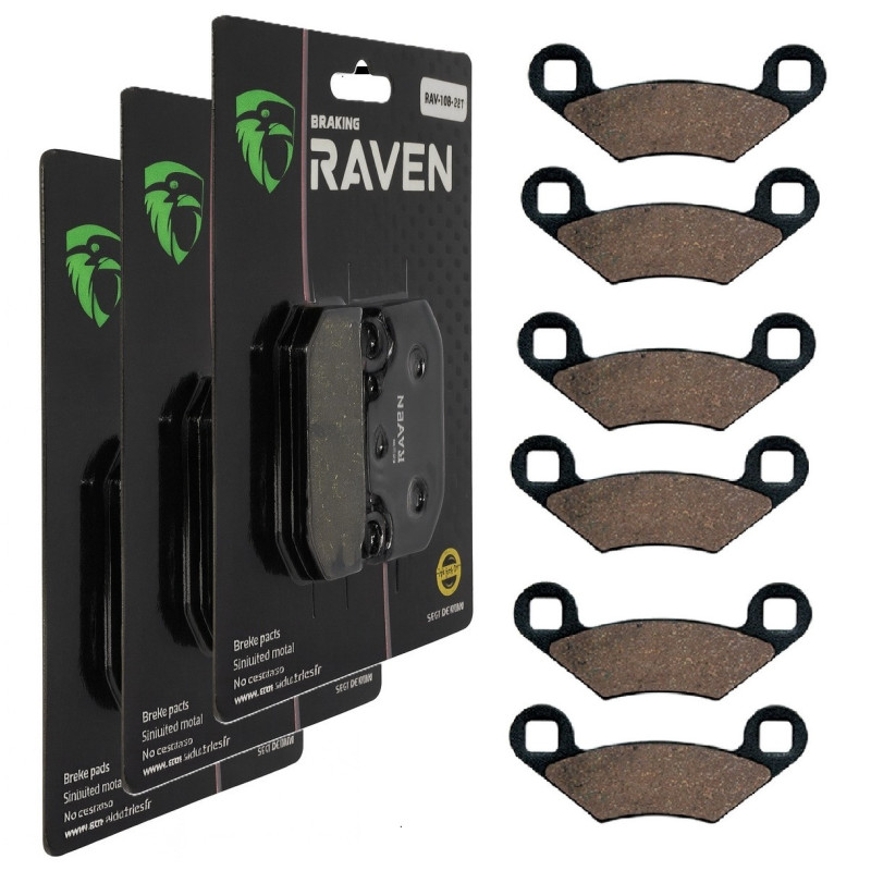 3 Kit plaquettes frein Av G, Av D et Ar Pour Polaris Hawkeye 300  de 2007 à 2011