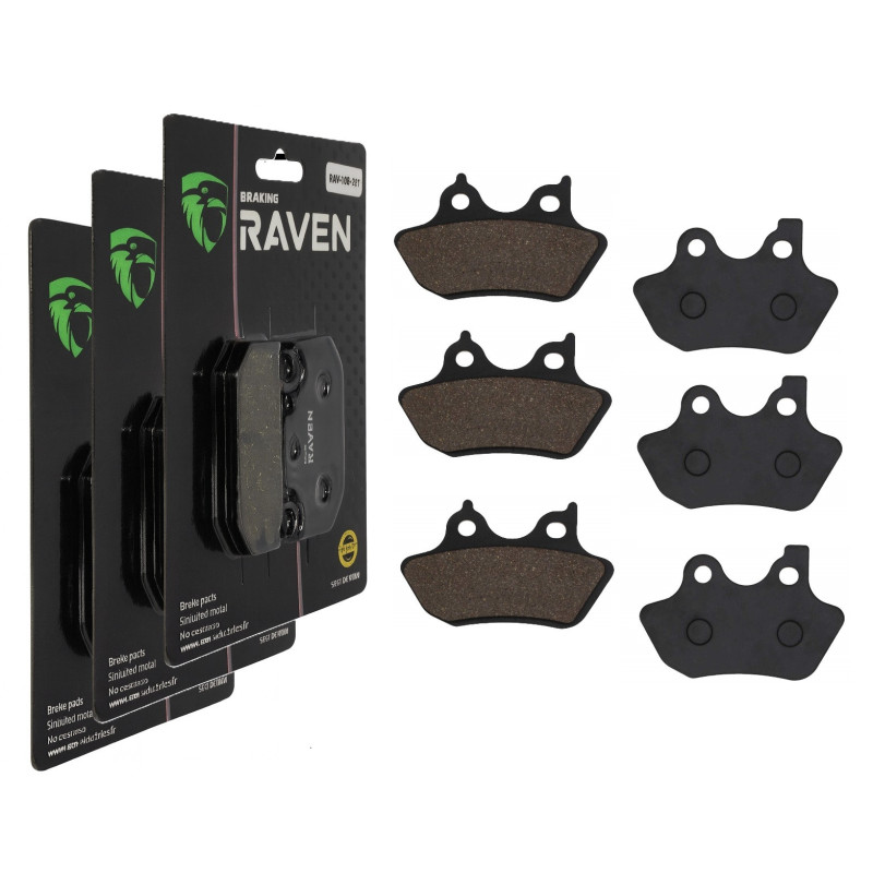 3 Kit plaquettes frein Av G, Av D et Ar Pour Harley-davidson Dyna Low Rider 1450 FXDL de 2000 à 2003