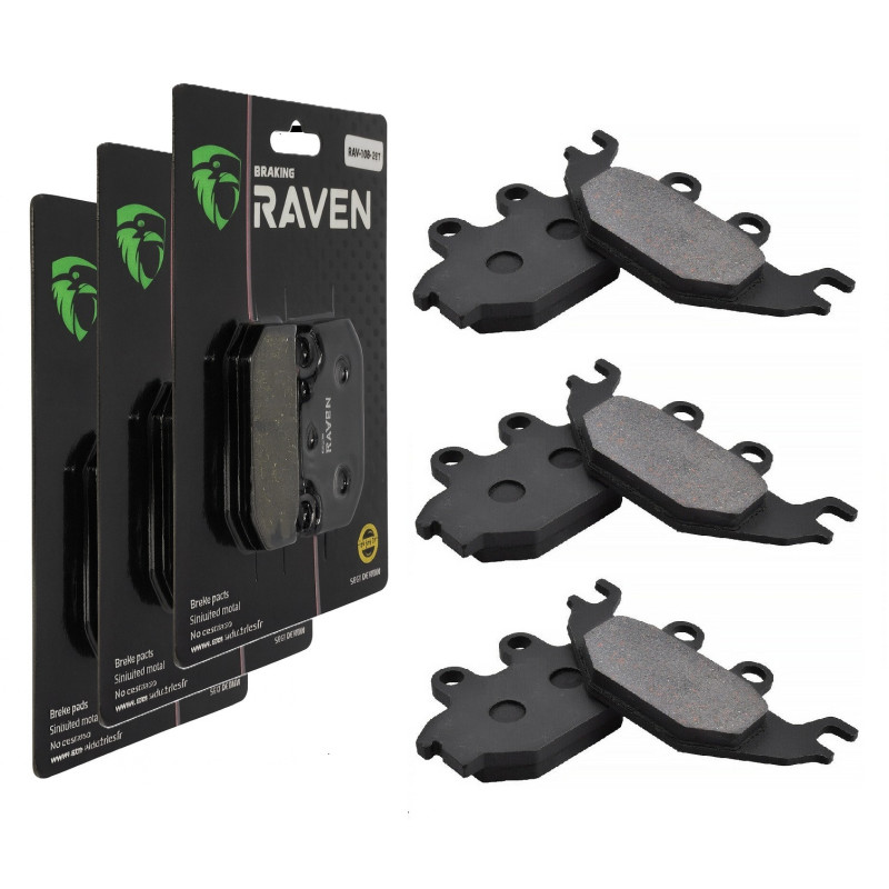 3 Kit plaquettes frein Av G, Av D et Ar Pour Sym Quadraider 600  de 2008 à 2010