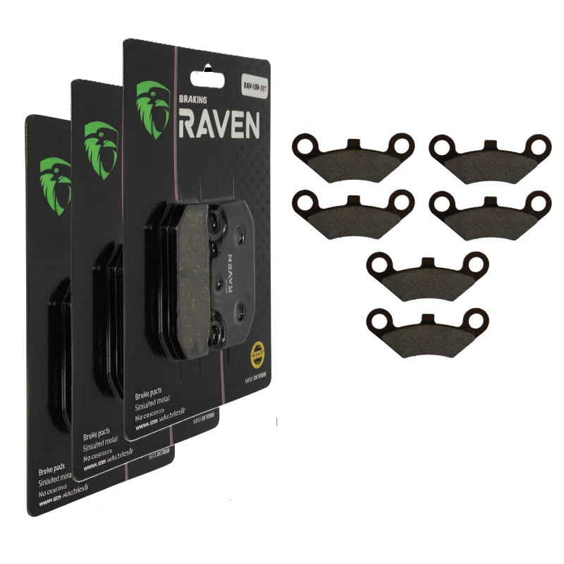 3 Kit plaquettes frein Av G, Av D et Ar Pour Linhai Muddy 300 4x4 de 2007 à 2009