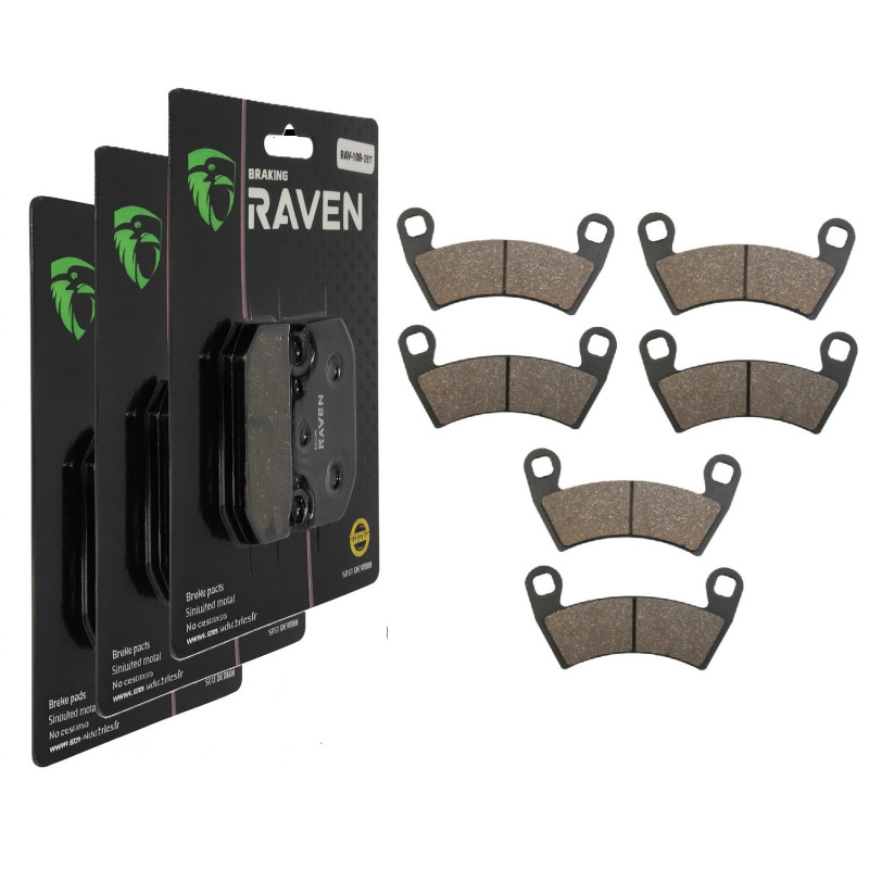 3 Kit plaquettes frein Av G, Av D et Ar Pour Polaris Ranger 800 6x6 efi crew de 2010 à 2017
