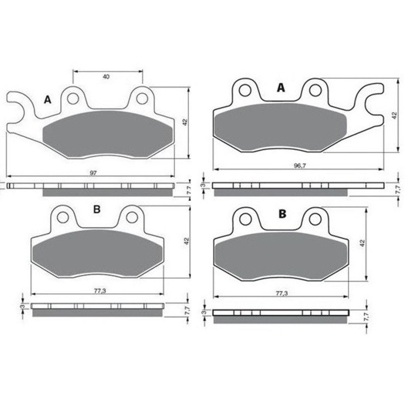 2 Kit plaquettes frein Av Ga et Av Dr Pour Can-am Commander 1000 DPS LTD STD X XT de 2011 à 2015 - Image 3