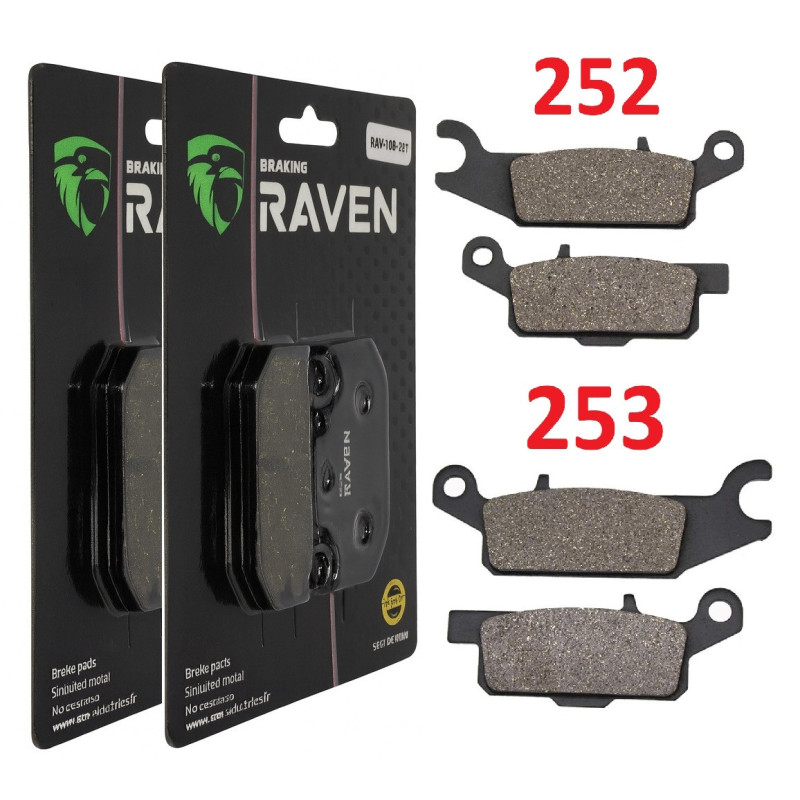 2 Kit plaquettes frein Av Ga et Av Dr Pour Yamaha YFM Grizzly 700  de 2007 à 2008