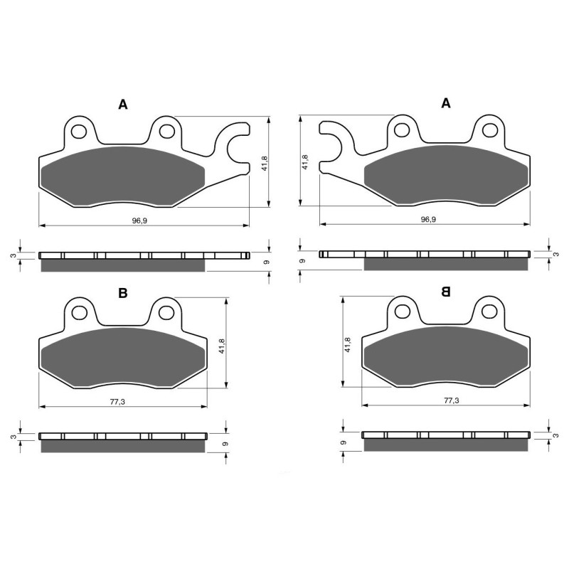 2 Kit plaquettes frein Av Ga et Av Dr Pour Benelli Caffe Nero 250  de 2008 à 2014 - Image 3