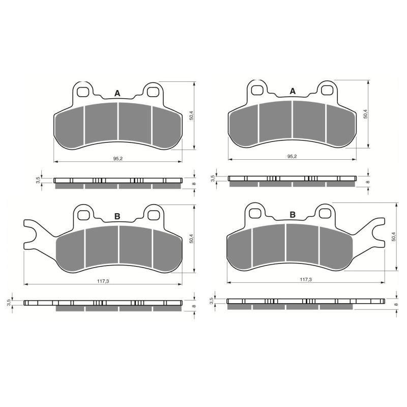 2 Kit plaquettes frein Av Ga et Av Dr Pour Can-am Defender 976  de 2016 à 2019 - Image 3