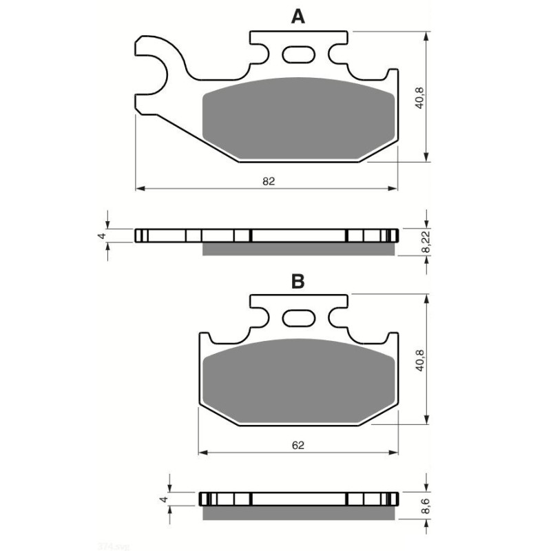Plaquettes de frein Avant Droit Pour Suzuki LT-A 750 KingQuad  de 2008 à 2021 - Image 3