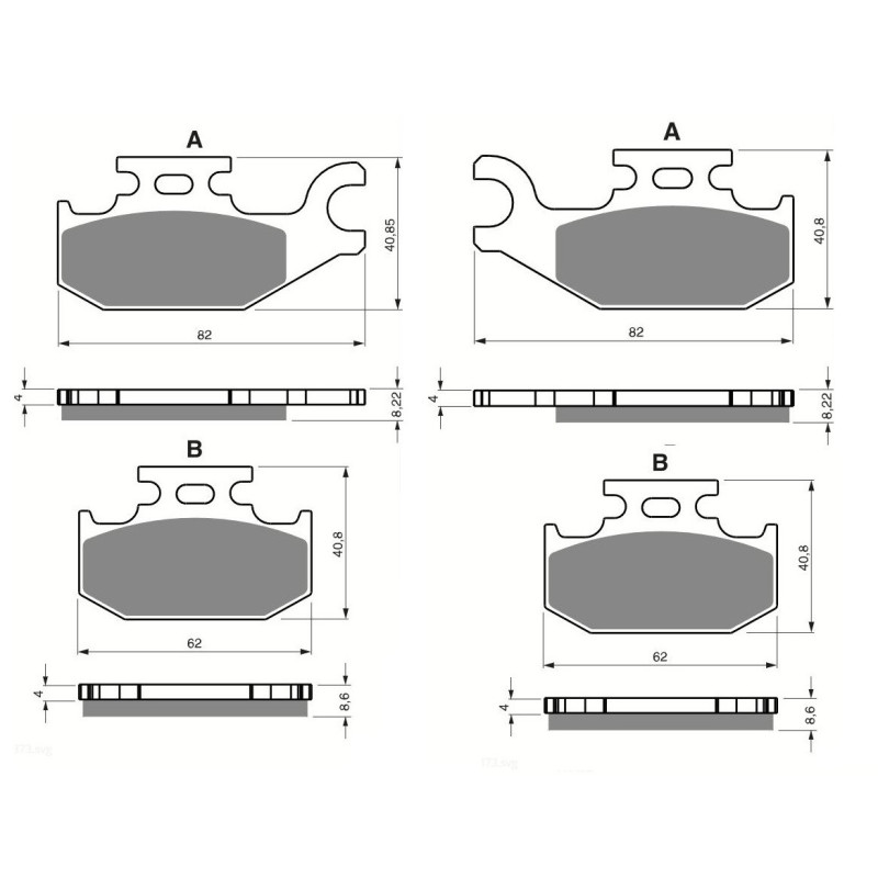 2 Kit plaquettes frein Av Ga et Av Dr Pour Suzuki LT-A 450 KingQuad  de 2007 à 2010 - Image 3