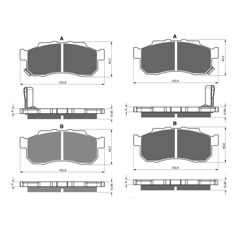 2 Kit plaquettes frein Av Ga et Av Dr Pour Honda SXS 520 Pioneer  de 2021 à Nc - Image 3