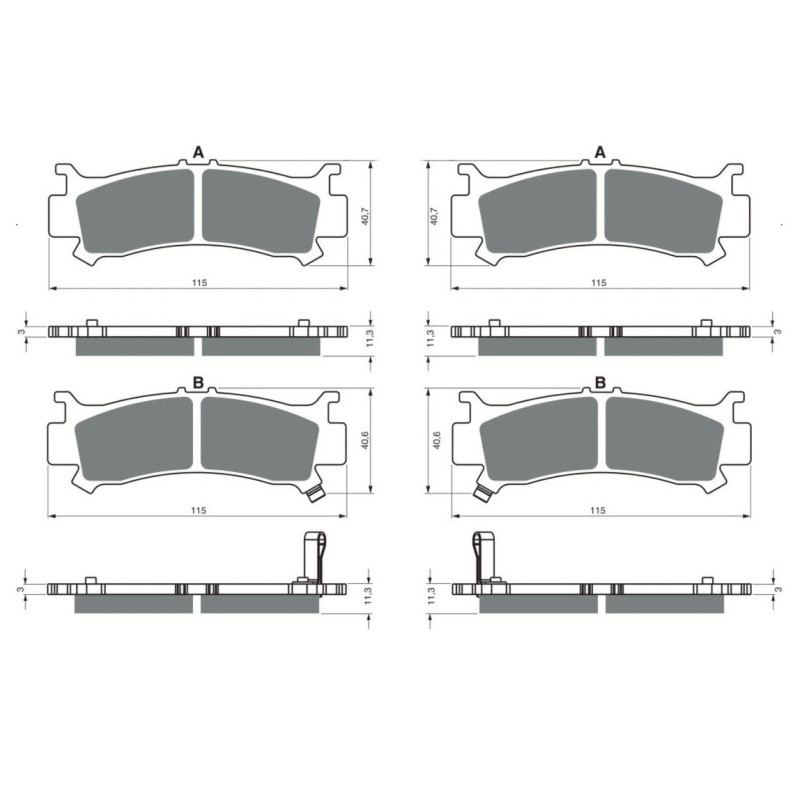 2 Kit plaquettes frein Av Ga et Av Dr Pour Honda SXS 1000 Talon S2R de 2019 à 2021 - Image 3