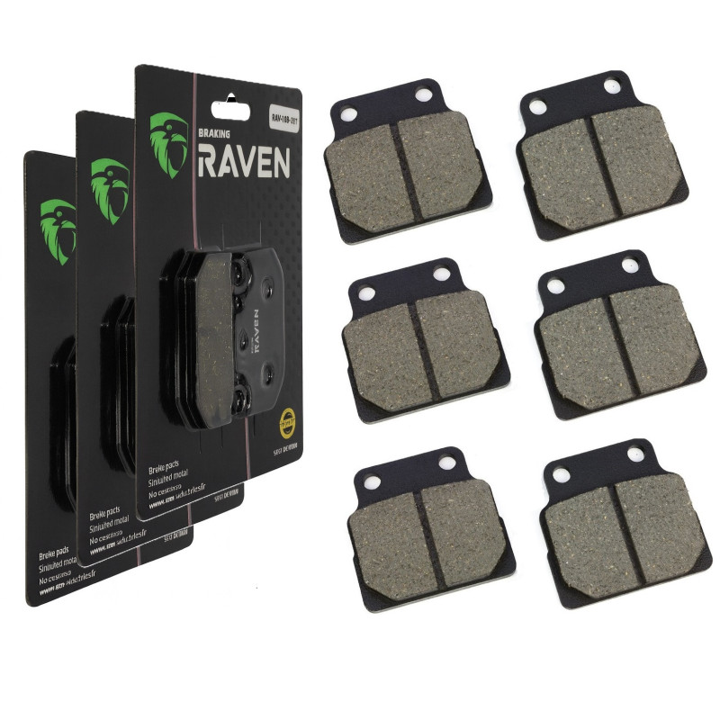 3 Kit plaquettes frein Av G, Av D et Ar Pour Honda CB 450 S  de 1989 à 1992