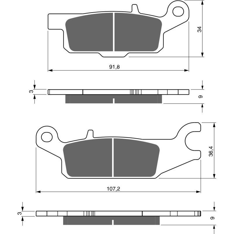 Plaquettes de frein Arrière Gauche Pour Yamaha YFM Grizzly 550  de 2009 à 2014 - Image 3