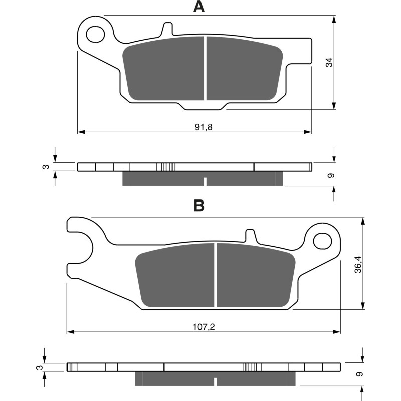 Plaquettes de frein Arrière Droit Pour Yamaha YFM Grizzly 550  de 2009 à 2022 - Image 3