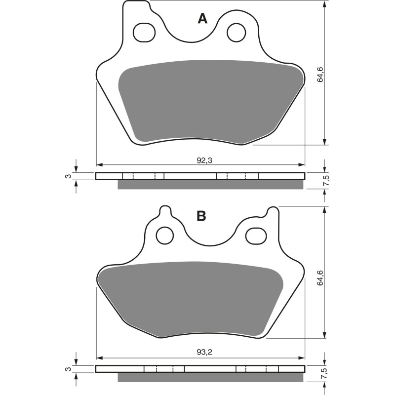 Plaquettes de frein Ar, Av Ga ou Av Dr Pour Harley-davidson Touring Street Glide FLHX de 2006 à 2007 - Image 3