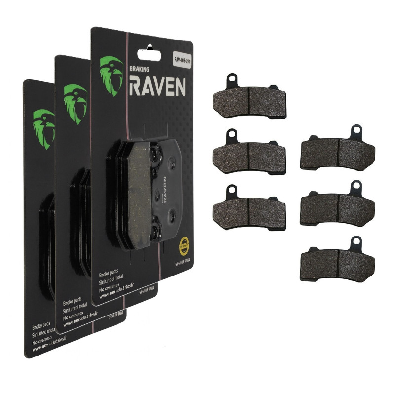 3 Kit plaquettes frein Ar, Av Ga et Av Dr Pour Harley-davidson Police Road King Escort FLHPE de 2008 à 2011