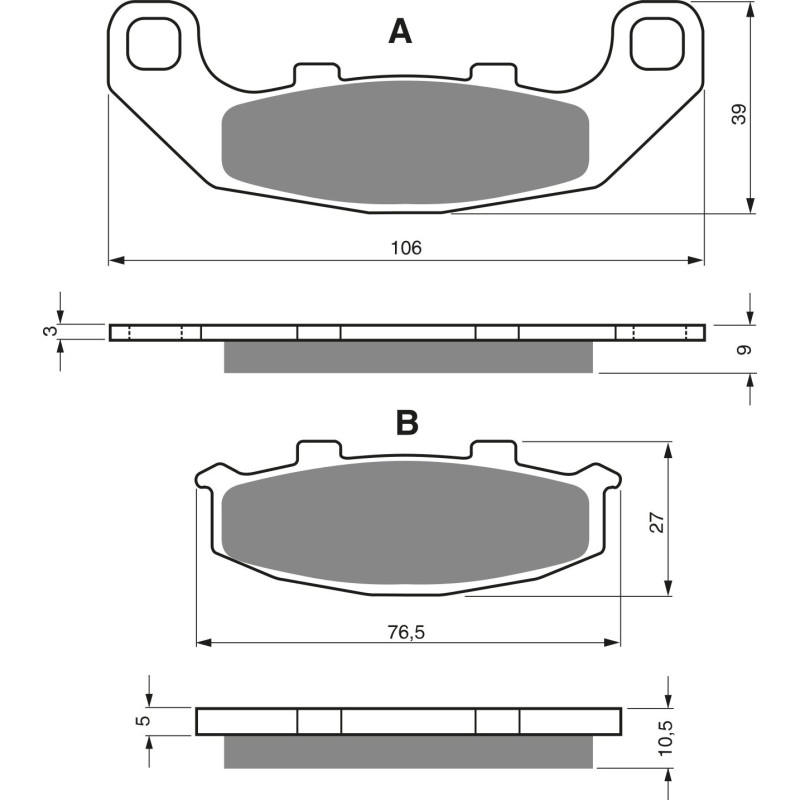 Plaquettes de frein Av Ga ou Av Dr Pour Kawasaki GPZ 500S Serie E  de 1994 à 2003 - Image 3