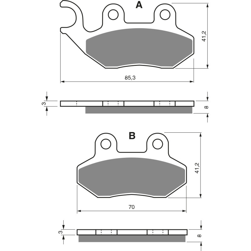 Plaquettes de frein Av Ga ou Av Dr Pour Pgo TR-3 150  de 2002 à 2009 - Image 3
