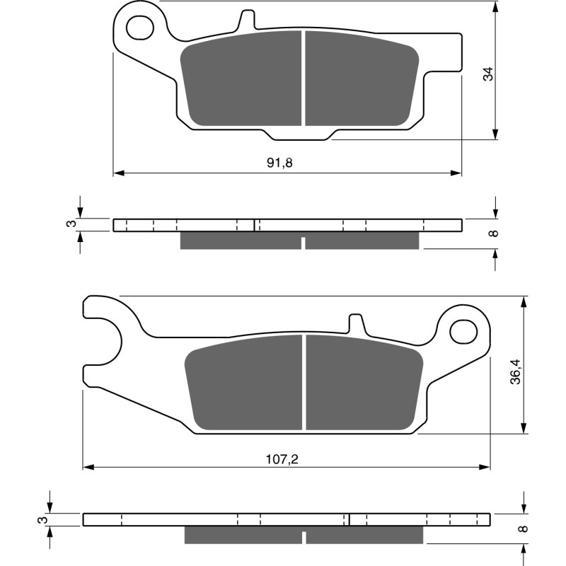 Plaquettes de frein Avant Droit Pour Yamaha YFM Grizzly 550  de 2009 à 2014 - Image 3