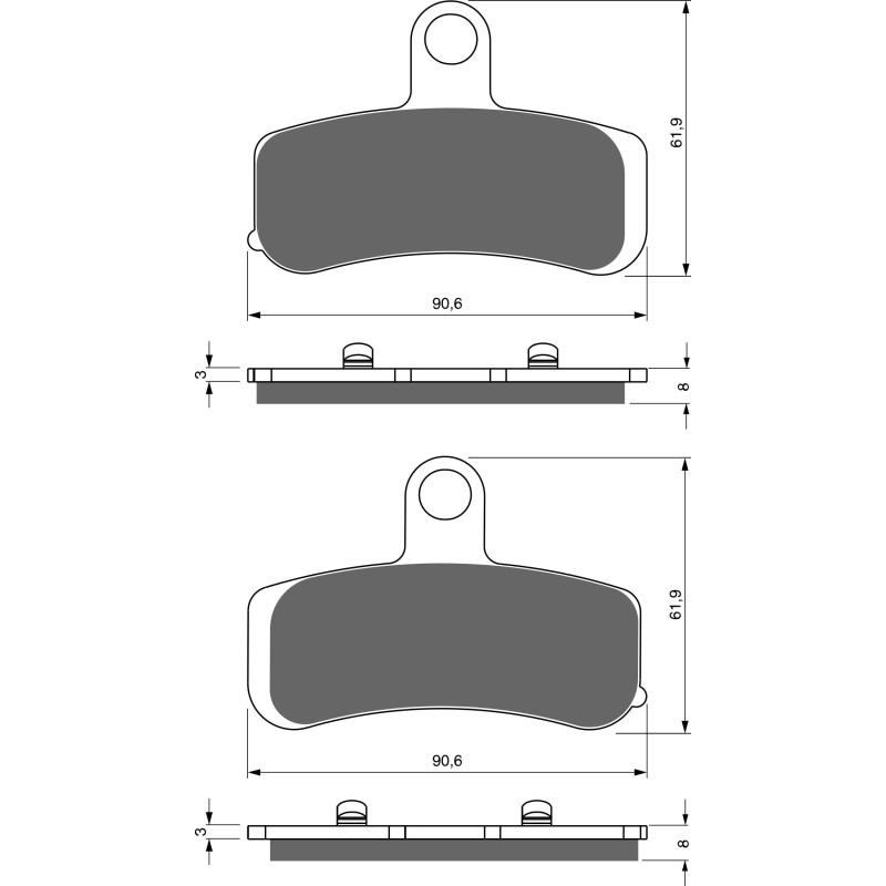Plaquettes de frein Av Ga ou Av Dr Pour Harley-davidson Dyna Wide Glide FXDWG de 2008 à 2011 - Image 3