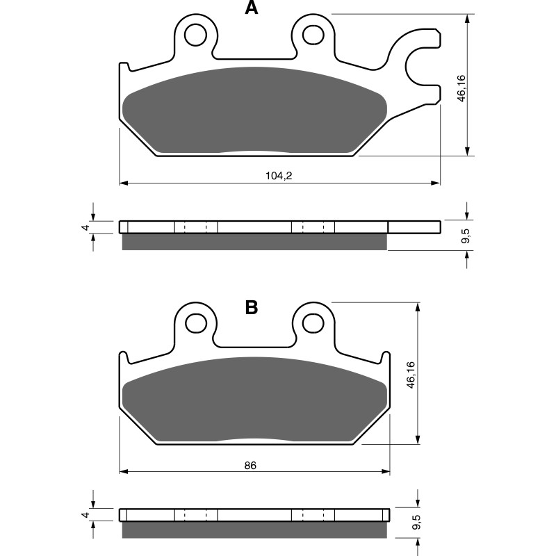 Plaquettes de frein Avant Gauche Pour Yamaha YXM Viking 700  de 2014 à 2016 - Image 3