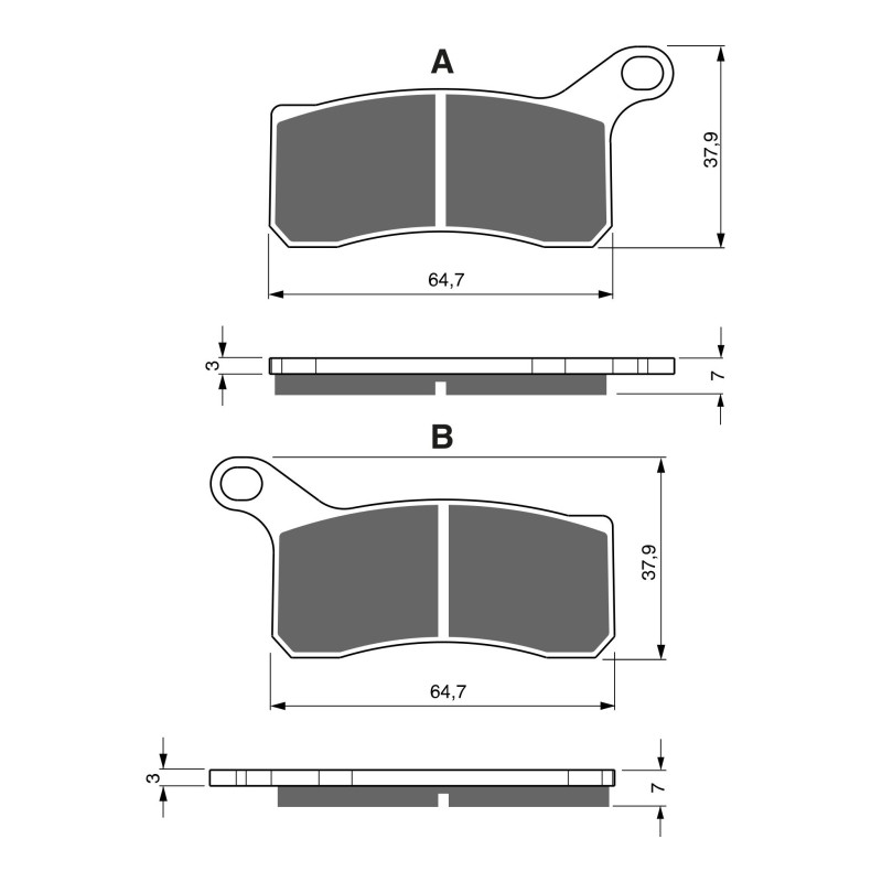 2 Kit plaquettes frein Av Ga et Av Dr Pour Ktm 505 SX  de 2009 à 2011 - Image 3