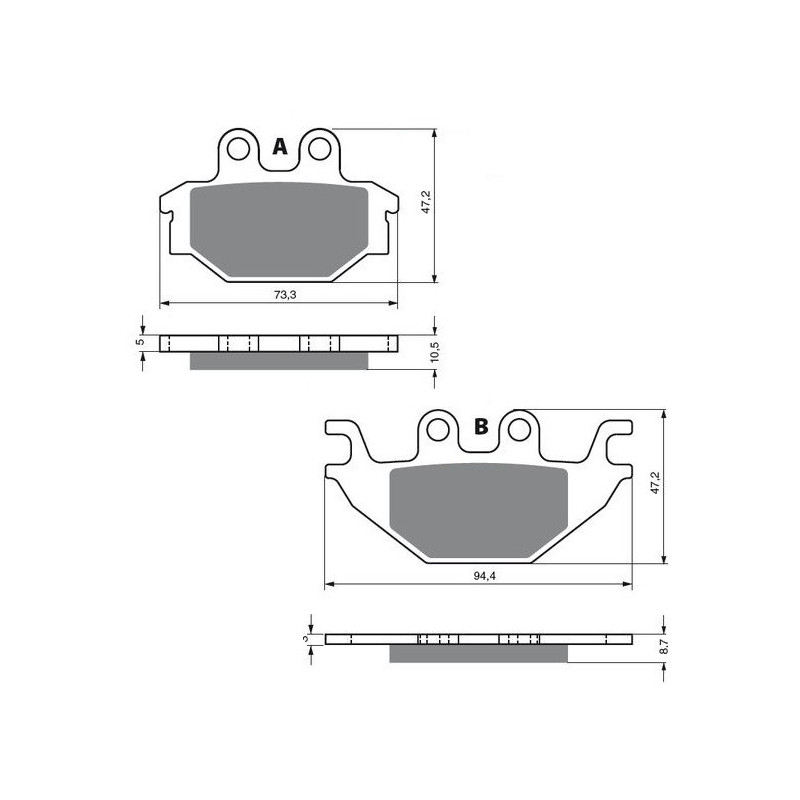 3 Kit plaquettes frein Av G, Av D et Ar Pour Kymco MXU 300 R de 2006 à 2021 - Image 3