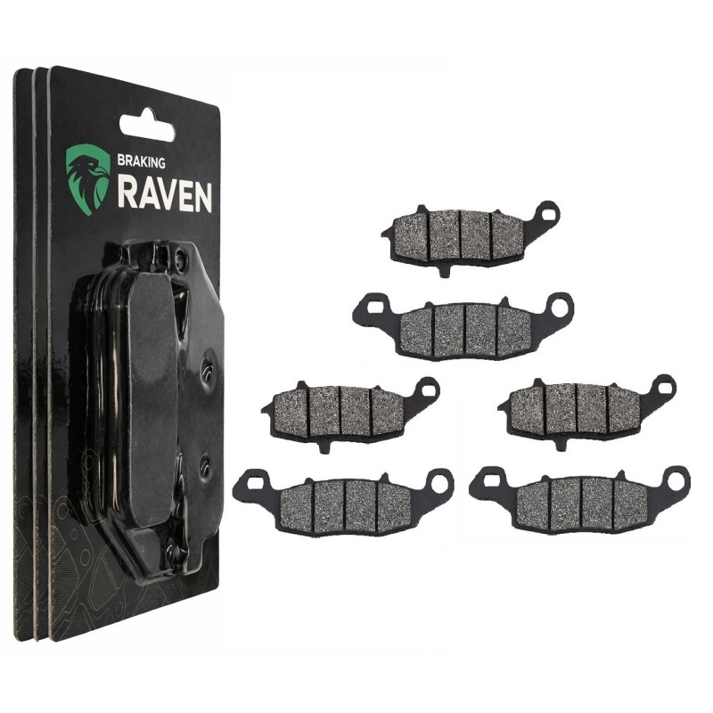 2 Kit plaquettes frein Av G, Av D et Ar Pour Kawasaki Vulcan 1600 Tourer  de 2005 à 2006