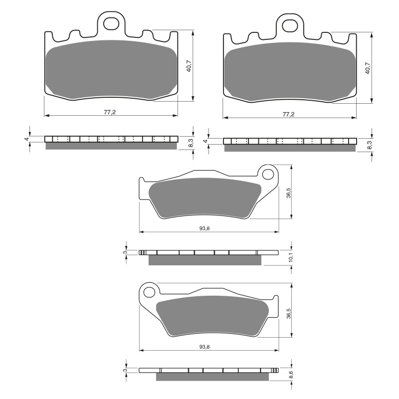 2 Kit plaquettes frein Av G, Av D et Ar Pour Bmw R 1200 GS  de 2002 à 2012 - Image 3