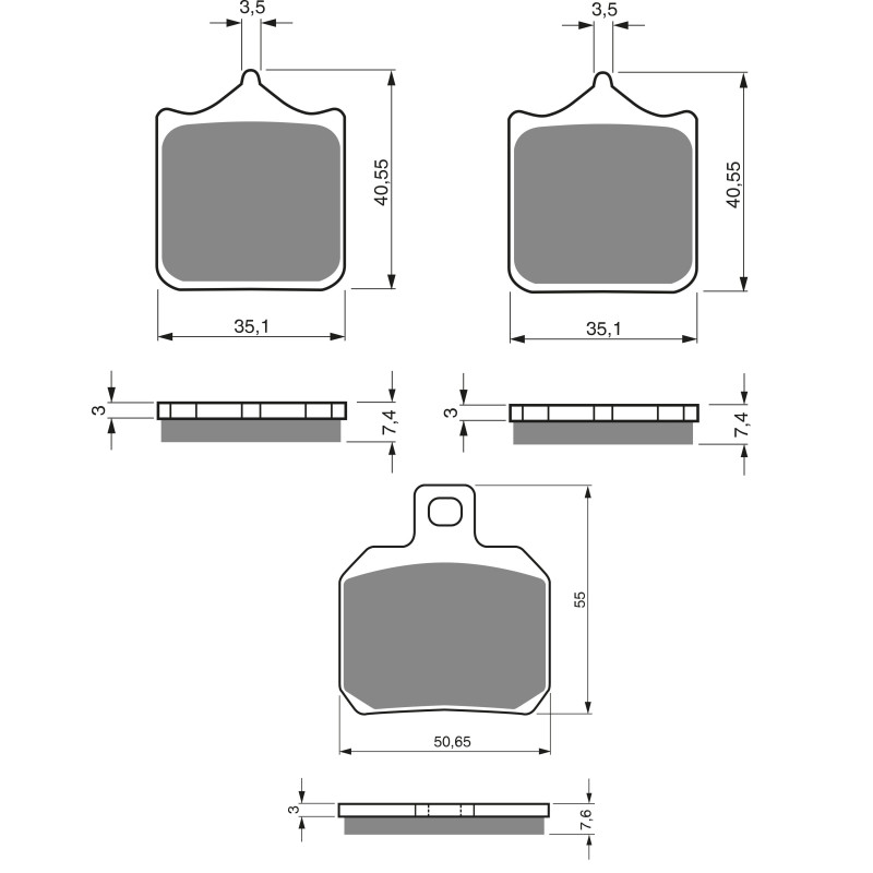 2 Kit plaquettes frein Av G, Av D et Ar Pour Ducati Superbike 749 R S Dark de 2003 à 2006 - Image 3