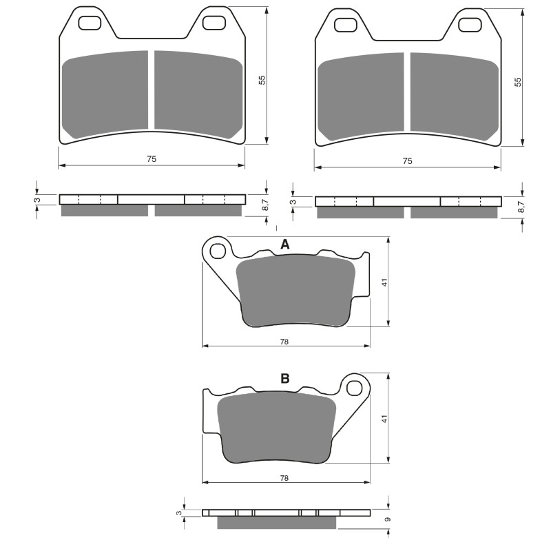 2 Kit plaquettes frein Av G, Av D et Ar Pour Bmw F 800 S  de 2004 à 2010 - Image 3