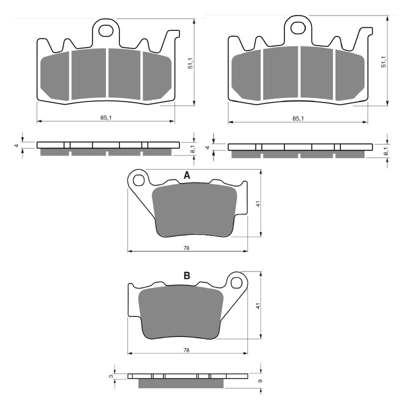 2 Kit plaquettes frein Av G, Av D et Ar Pour Bmw F 900 XR  de 2020 à 2025 - Image 3