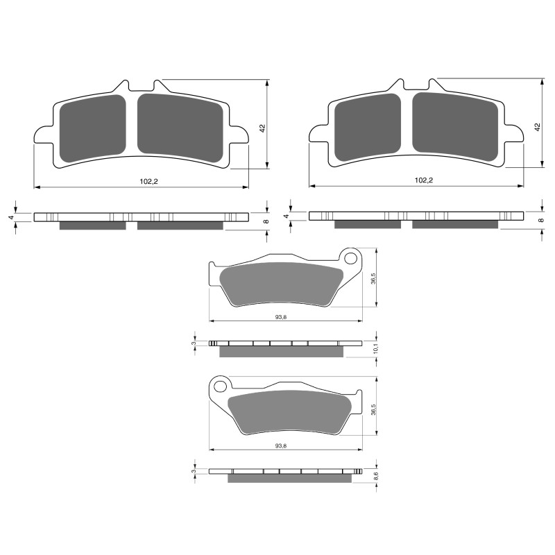 2 Kit plaquettes frein Av G, Av D et Ar Pour Bmw HP2 1200 Sport  de 2007 à 2012 - Image 3