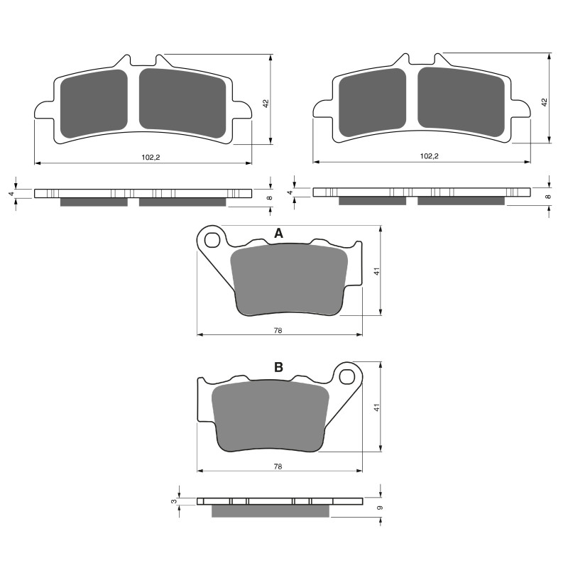 2 Kit plaquettes frein Av G, Av D et Ar Pour Bmw HP4 1000  de 2011 à 2014 - Image 3