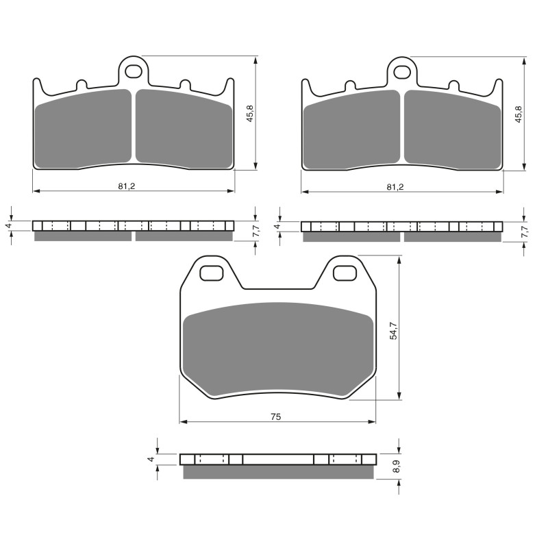 2 Kit plaquettes frein Av G, Av D et Ar Pour Bmw K 1200 LT  de 2001 à 2008 - Image 3