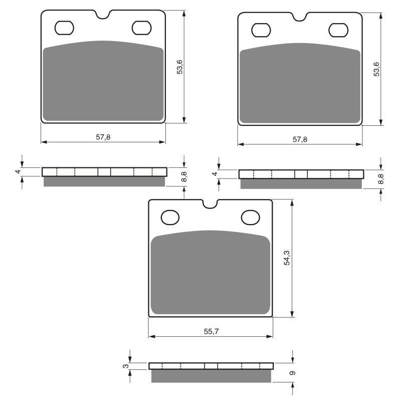 2 Kit plaquettes frein Av G, Av D et Ar Pour Bmw K 75 RT  de 1989 à 1996 - Image 3