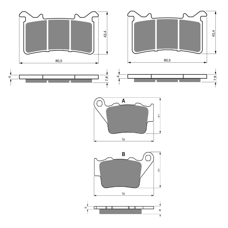 2 Kit plaquettes frein Av G, Av D et Ar Pour Bmw S 1000 RR  de 2021 à 2025 - Image 3