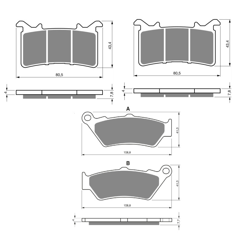 2 Kit plaquettes frein Av G, Av D et Ar Pour Bmw M 1000 XR  de 2023 à 2024 - Image 3