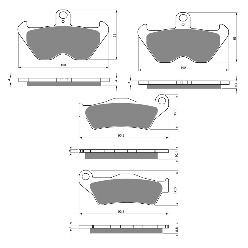 2 Kit plaquettes frein Av G, Av D et Ar Pour Bmw R 850 C  de 1997 à 2000 - Image 3